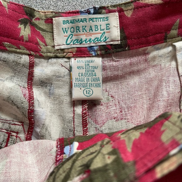 Vintage Braemar Floral Linen High Waisted Shorts Size 12 - Picture 3 of 8